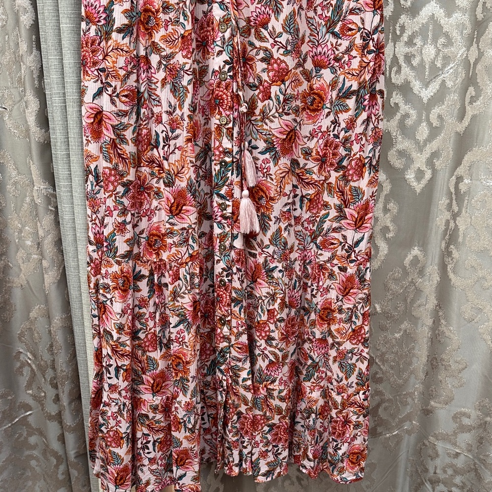 Indigo Rose Floral Pink Short Sleeve Maxi Dress Size Large - Picture 4 of 8